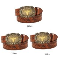 Longhorn Bull Belt Buckle Belt Vintage Western Belt Cowboy Belts For Men Western With Big Buckle Leather Belt Jeans Belt Belts