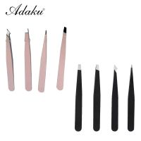 ADAKU Eyebrow False Eyelashes Tweezers Stainless Steel Professional Flat Tip Tweezers For Hair Removal Facial Eye Makeup Tools