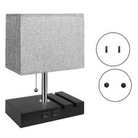 Table Lamp for Bedroom with 2 USB Ports, Small USB Bedside Lamp with 2 Phone Stands, Desk Lamp