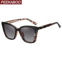 Kacamata Clip On Peekaboo Terpolarisasi Uv400 TR90 Bingkai Kacamata Cahaya Biru untuk Wanita Optik Asetat Leopard Coklat Mengemudi