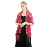 1920S Gatsby Shawl Wraps เลื่อม Fringed Evening Cape งานแต่งงานเจ้าสาวผ้าคลุมไหล่ดอกไม้ผ้าพันคอ