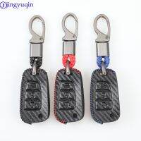 wenminr jingyuqin Leather Car Key Cover Case For Hyundai Elantra Solaris Flip Carbon Fiber Remote Key 3B Car Styling