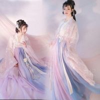 2023 New Fashion version Super Fairy Genuine Original Spring Cherry Hanfu Female Adult Chest and Waist Skirt Student Big Sleeve Shirt Suit Full Set of Ancient Costume