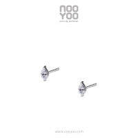 NooYoo ต่างหูสำหรับผิวแพ้ง่าย Single Marquise CZ Surgical Steel