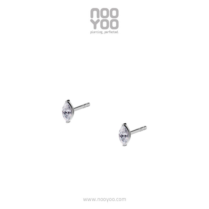 nooyoo-ต่างหูสำหรับผิวแพ้ง่าย-single-marquise-cz-surgical-steel