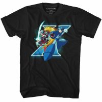 เสื้อยืด Mega Man X และ Zero Black ใส่สบายพิมพ์ลายแปลกใหม่