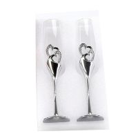 【CW】┅  2Pcs Wedding Glass Set Toasting Flute Glasses with for rhinestone Rimmed Hearts Drink Goblet Cup