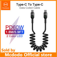 Mcdodo Retractable Carฤดูใบไม้ผลิType C To Type C 3AสำหรับSamsung Xiaomi Huawei PD 60W 3.0 Fast Charge CableสำหรับMacbook Pro