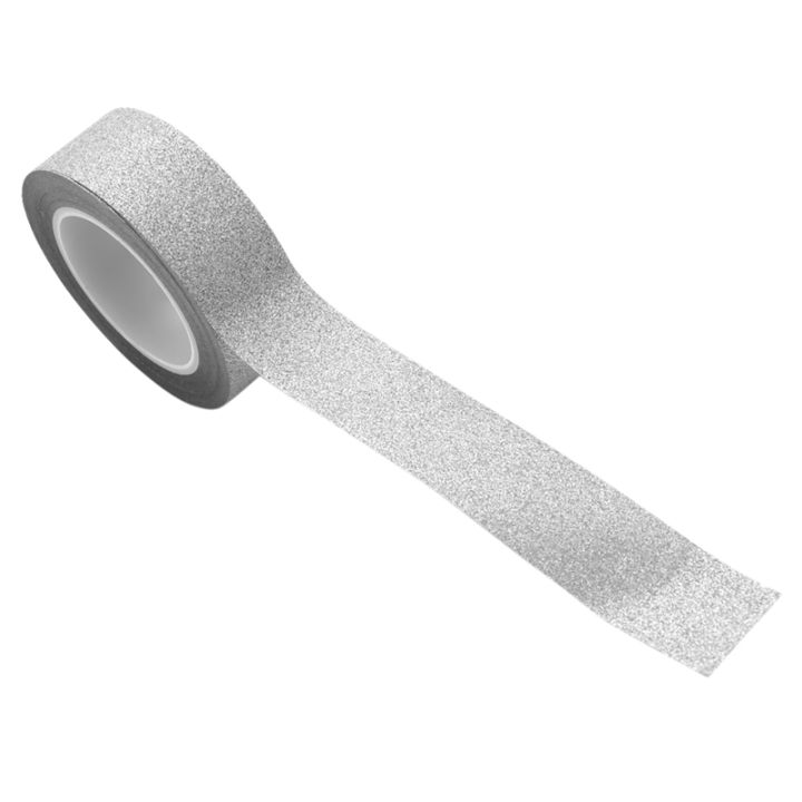 4pcs-10m-glitter-washi-tape-stick-self-adhesive-decorative-decora-craft-diy-paper-silver