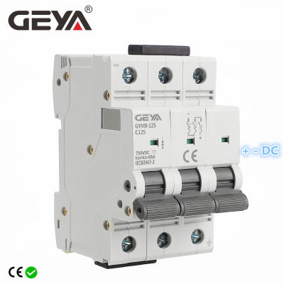 จัดส่งฟรี Gey GYM9-125 DC MCB 750VDC มินิตัดวงจรบนรถไฟ80A 100A 125A 3F DC ตัดวงจร