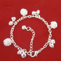 Silver color Small Bell celets Fashion celets &amp; Bangles With Flower Ball