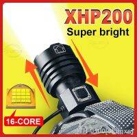 ❈ XHP200LED novo farol poderoso 18650 USB recarregável de controle indução IPX6 super zoom lâmpada cabeça pesca