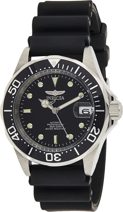 Invicta Men's Pro Diver Black Dial Black Polyurethane Stainless Steel ...