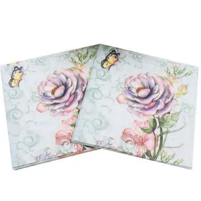 Ynaayu 20pcs/set Big Flower Paper Napkins High Grade Party Supplies Disposable Tableware For Event Party Decoration