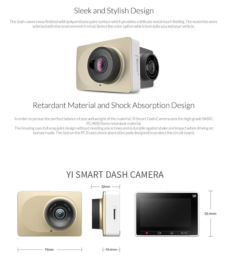 xiaomi YI Smart Dash Cam Camera With ADAS 2.7 Screen Full HD 1080P ...