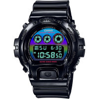 ญี่ปุ่น CASIO DW-6900RGB-1JF G-SHOCK นาฬิกาข้อมือผู้ชาย,นาฬิกาข้อมือชายสีรุ้งเสมือนจริง: ชุด RGB ของนักเล่นเกม DW6900RGB1JF สีดำรุ้งของ6900RGB 1JF Abies5Star