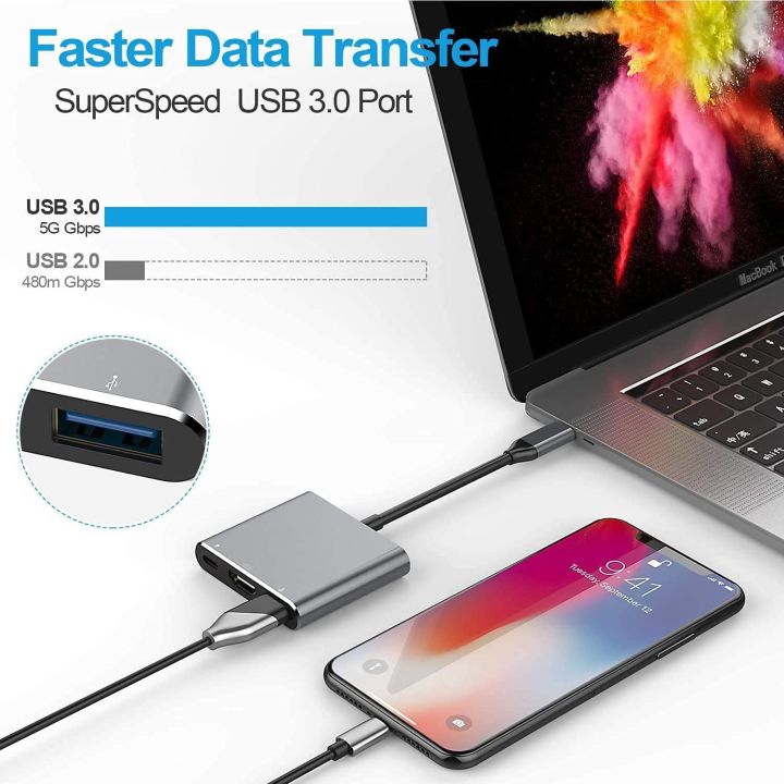usb-c-to-hdmi-multiport-adapter-thumderbolt-3-to-hdmi-4k-video-converter-usb-3-0-hub-port-pd-quick-charging-port-with-large-proj-usb-hubs