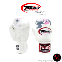 นวมชกมวย มวยไทย แบร์น Boxing Gloves TWINS SPECIAL - "FBGVL3-13" Flower White Designed for Training and Sparring