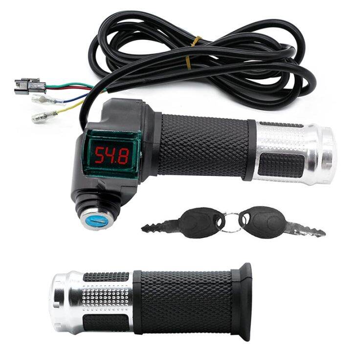 1Pair Electric Bicycle Throttle Grip with LCD Battery Voltage Display