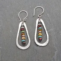 NianMiao Retro Boho Bead Teardrop Hoop Earrings Zinc Alloy Earrings Jewelry