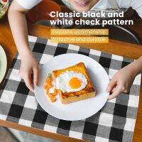 4 Pcs Black White Plaid Placemat Table Mat Tableware Plate Placemat for Daily Placement, Farmhouse Decoration, Family Dinner, Barbecue and Festive Etc