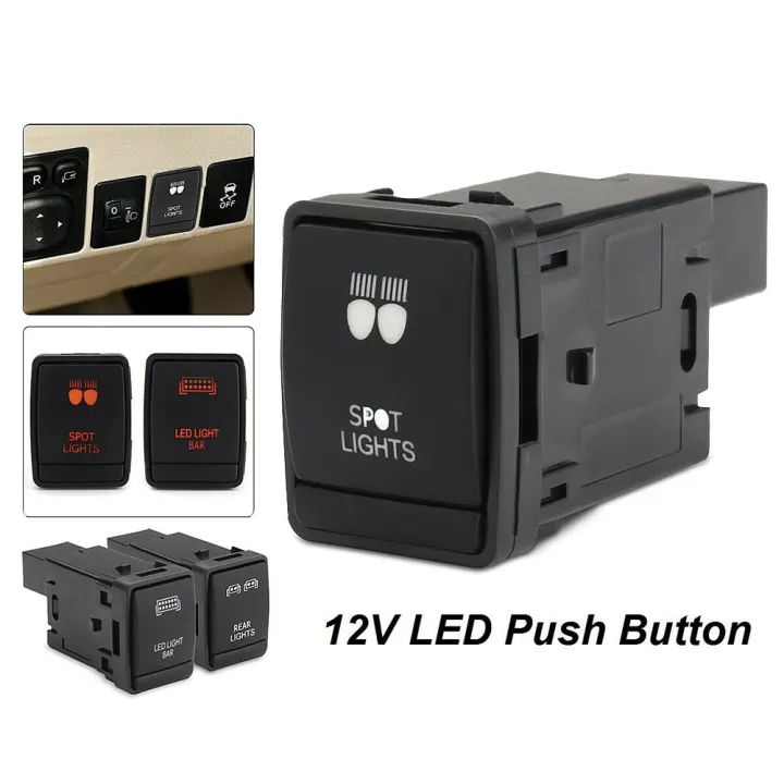 12V Push Button Switch LED Rear Light Bar For Navarra NP300 Pathfinder ...