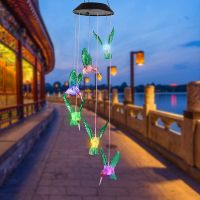 2X LED Solar Hummingbird Wind Chimes Mothers Day Birthday Women Grandma Best Gifts Indoor Outdoor Decor Yard Decorations