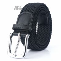 hyfvbujh☊  Buckle Belts Elastic Braided Men 105cm 115cm 125cm Jeans Outdoor Overalls Waistband