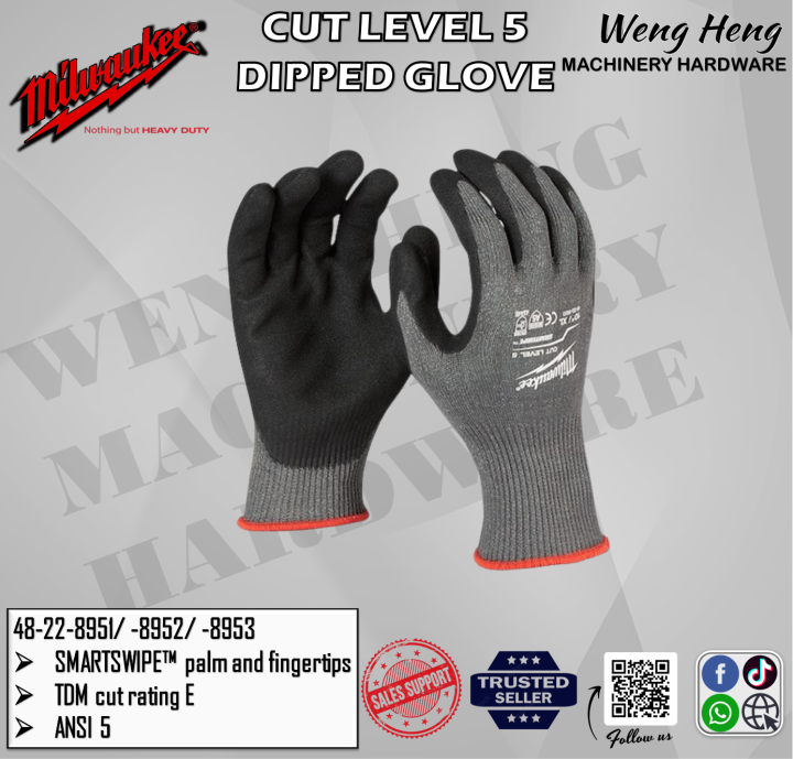 Dipped gloves for heavy application Milwaukee CUT LEVEL 5/E