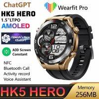 HK5 HERO Smart Watch Men AMOLED Screen Compass NFC Bluetooth Call GPS Tracker 1.5 Inch LTPO Smartwatch