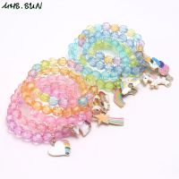 MHS.SUN Fashion baby girls beads bracelet diy kids cute jewelry cartoon unicorn pendant bracelets charm bangles for children 5pc