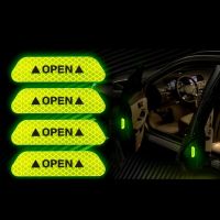 สติกเกอร์เตือนติดรถยนต์แบบสะท้อนแสง4ชิ้นกาวสติ๊กเกอร์สะท้อนแสงแถบเรืองแสงติดประตูรถอเนกประสงค์