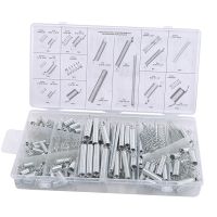 200pcs Spring Assortment Set Compression Extension Springs for Repairs Coil Spring Tension Spring Pressure Kit With Storage Box Nails Screws Fasteners