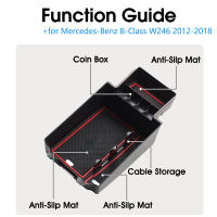 สำหรับ Benz B-Class W246 B180 B200 B220 B250 AMG 2012 ~ 2018ของที่เท้าแขนกล่องเก็บเก็บรักษารถออแกไนเซอร์อุปกรณ์เสริม2017