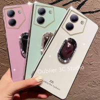 เคสโทรศัพท์ Tecno Camon 20 Pro 19 Pro 19 Neo Camon 18 18T 18P 18i 4G 5G เคส ปลอกดีไซน์ใหม่สีลูกกวาดชุบไฟฟ้าปกอ่อนพร้อม Rhinestones ที่วางกระจกแต่งหน้า Case 2023