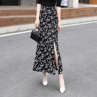 Split Maxi Skirt Korean Style Summer Fashion Casual High Waist Floral Skirts for Women