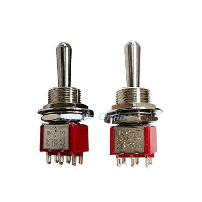 1pc SH T80-T 6Pins 2 3 Positions ON OFF ON Large Long Handle 12mm Panel Mount Mini Toggle Switch Locking Momentary 5A 125VAC
