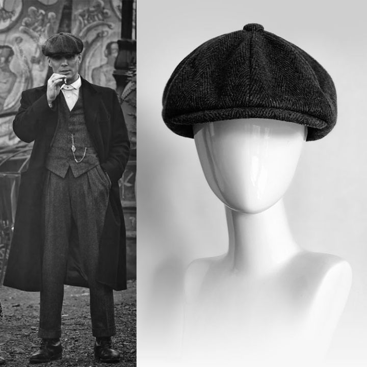 2020-หมวกนิวส์บอย-หมวกขนสัตว์-หมวกเชลบี้-หมวกแปดเหลี่ยมขนาดใหญ่-หมวกย้อนยุคแก๊งสเตอร์-หมวกแบเร่ต์ผู้ชาย