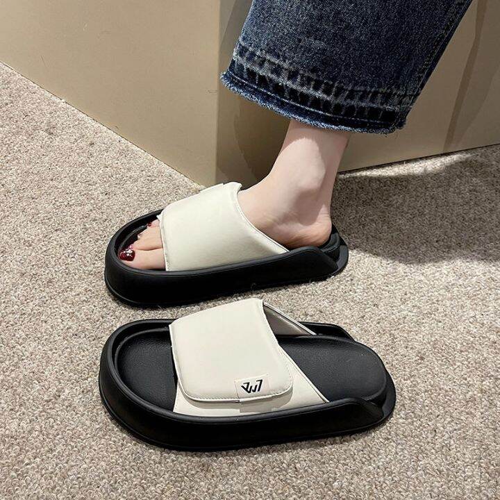 july-ladies-slippers-2023-explosive-net-outerwear-thick-sole-fashion-word-sandals