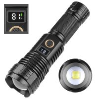 The new digital display Strong Light Zoom USB Rechargeable Outdoor Flashlight to send 26650  10000 mAh battery Rechargeable  Flashlights