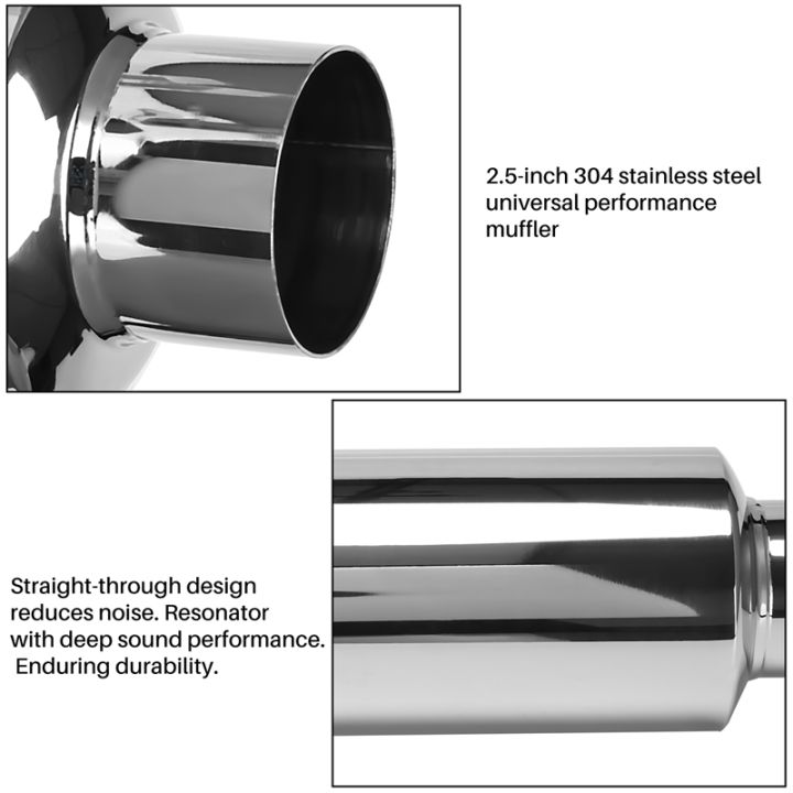 2-5-inch-inlet-universal-resonator-performance-muffler-stainless-steel-11-5-inch