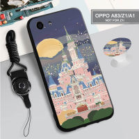 สำหรับ OPPO A1 A83 A31 2020/F3/F7/F9/F9 Pro/A7X เคสซิลิโคนนิ่มพร้อมห่วงและเชือก