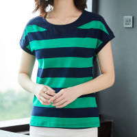 Cotton Black Striped Women Summer Loose T-Shirts 2022 Female Plus Size Short Sleeve Casual O-Neck Modal T Shirt Ladies Soft Tops