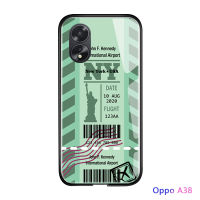 เคสใส่โทรศัพท์สำหรับ OPPO A18 A38ตั๋วเครื่องบินระหว่างประเทศสุดสร้างสรรค์เคสโทรศัพท์ตั๋วเครื่องบินกระจกเทมเปอร์กันกระแทกเคสคลุมทั้งหมด