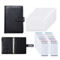 ✟❏ A6 PU Leather Notebook Budget Binder With 6 Zipper Pouch Sheets Refillable 6 Ring Loose Leaf Personal Planner Binder Stickers