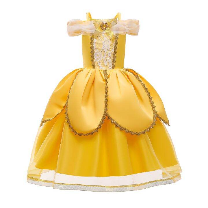 2-2023-cosplay-belle-princess-dress-girls-dresses-for-beauty-and-beast-kids-party-clothing-magic-stick-crown-children-costume