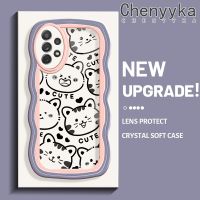 Chenyyka เคสปลอกสำหรับ Samsung กาแลคซี A72 4G A72 5G A73 5G ลายการ์ตูนแมวน่ารักเป็นคลื่นเคสนิ่มป้องกันเลนส์กล้องเคสโทรศัพท์โปร่งใสเคสซิลิโคนใสสีสันสดใส