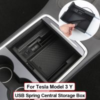 ✥◊♠ Hidden Usb Pd Ports Spring Central Console Storage Box For 2021 Tesla Model 3 Model Y Mobile Phone Organizer Abs Flocking Box - Stowing Tidying - AliExpress