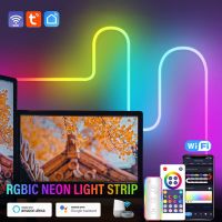 LED Smart Neon Light with 12V RGBIC Neon Light Bar APP Control Music Synchronization TV Backlighting Game Room Bedroom LED Strip Lighting