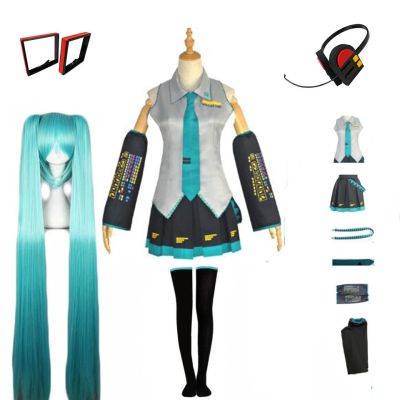 Anime Miku Cosplay Costume Japan Midi Dress Female Outfits For Halloween New Year Party Suits Wig